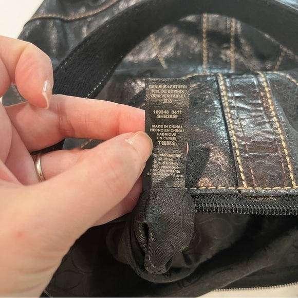 FOSSIL Y2K Genuine Leather Black Metallic Shoulder Bag - Picture 7 of 15